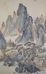 blue mountain range painting