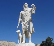 diogenes dog and lamp statue