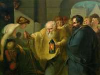 Diogenes looks for an honest man with a lamp