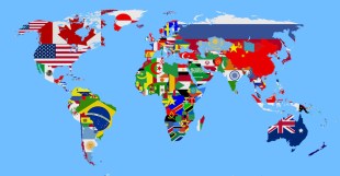 global map with flags