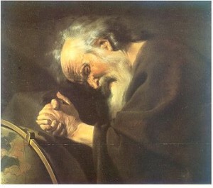 Heraclitus sad painting