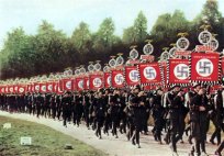 nazis marching with banners