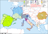 Romance languages distribution in Europe