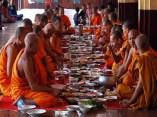 Theravada Monks Eating Together