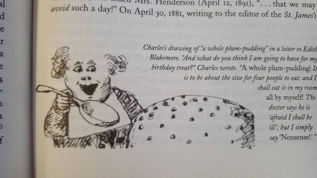 Lewis Carroll eating a plum pudding