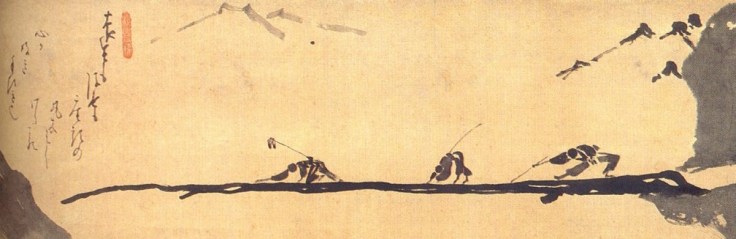 blind men crossing a log bridge hakuin
