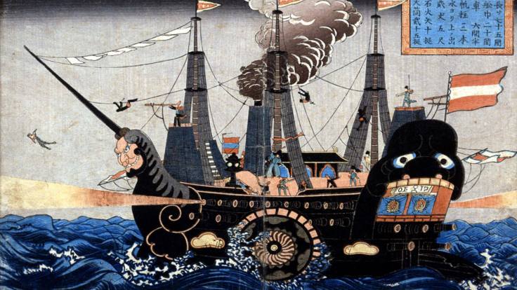 Japanese depiction of american warship 1854